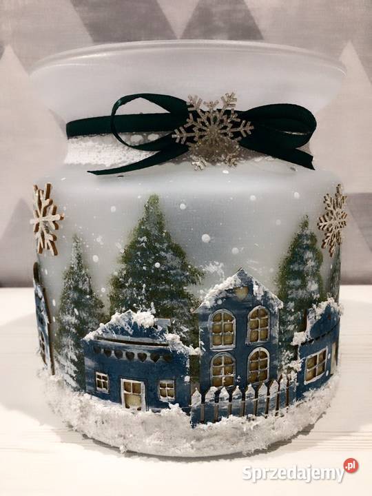 Szklany zimowy lampion