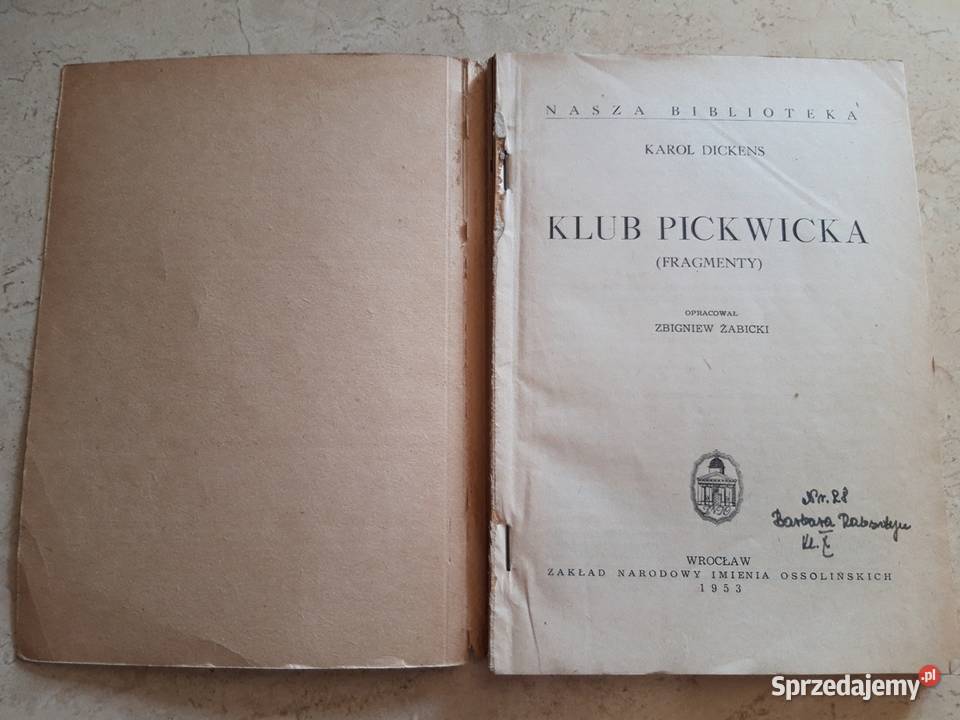 Klub Pickwicka Karol Dickens Zbigniew Żabicki Antyki, Sztuka, Kolekcje Bielsko-Biała sprzedam