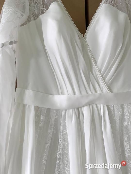 Suknia ślubna wiązana boho ivory rękawy Rozmiar 40(L) Jelenia Góra