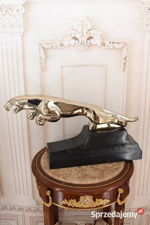 Srebrny Skaczący Jaguar Figura z Brazu Podstawa Kraków