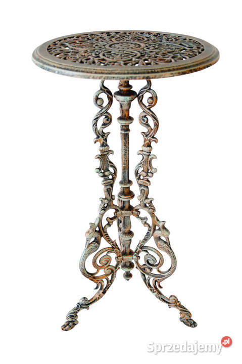 Rustykalny żeliwny kwietnik stolik retro Gizałki