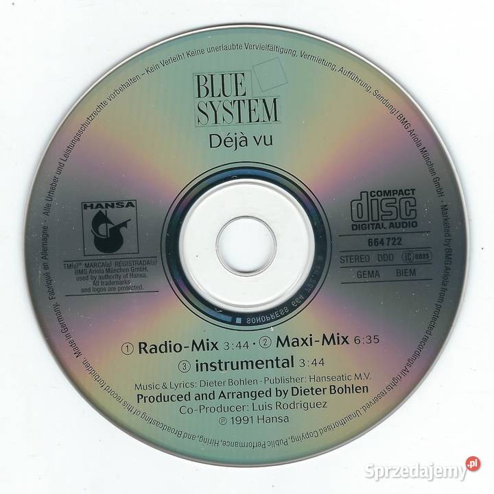 Maxi CD Blue System Deja Vu 1991 Hansa