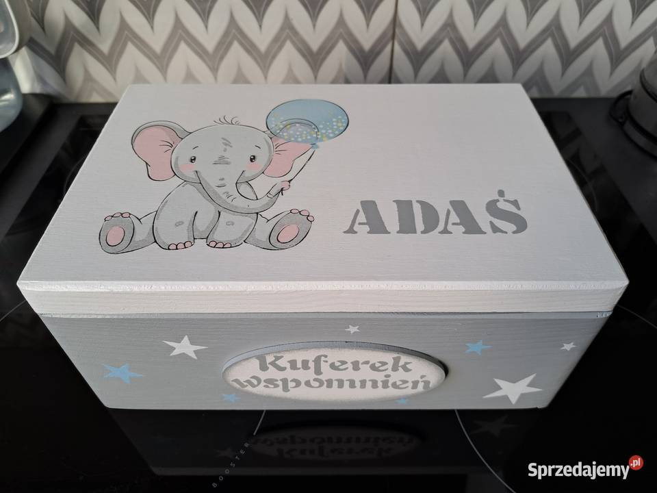 Kuferek wspomnień słonik chłopiec z metryczką Kędzierzyn-Koźle