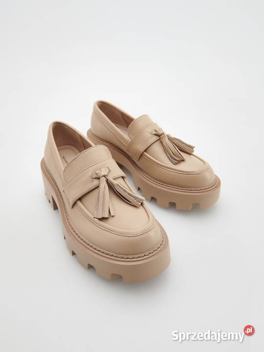Buty Reserved 39 beżowe skóra loafersy mokasyny Szczecin