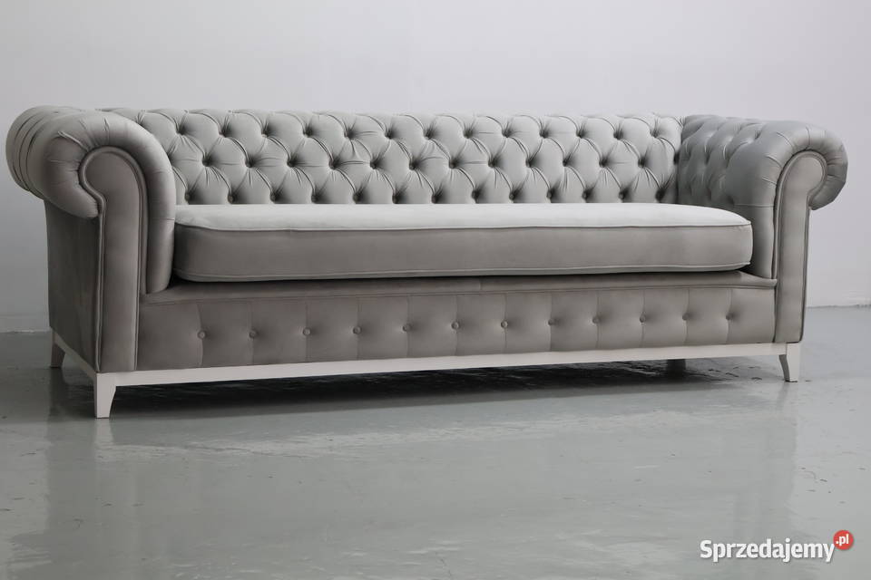 SYR NOWA SZARA 3 osobowa sofa Chesterfield 92cm wielkopolskie