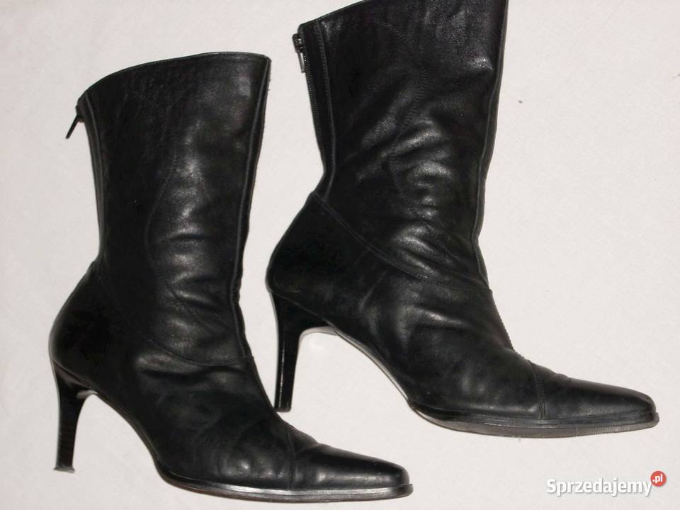 Skórzane kozaki HED vintage Zamek z tyłu 40 Kozaki