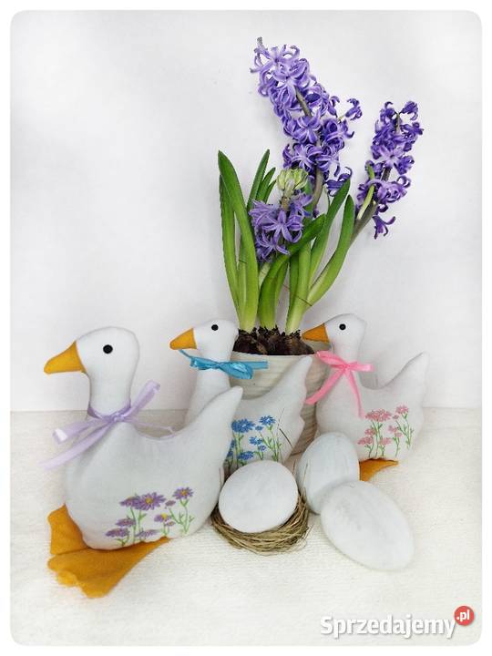 Gąska gęś wielkanocna haftowana dekoracja wnętrz Wielkanoc Boreczek