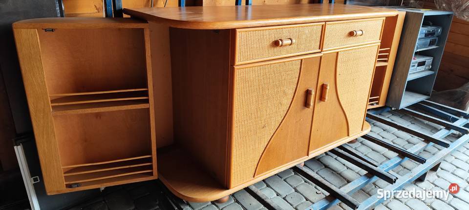 Komoda ratanowa fornirowana jasny dąb retro Sieciechowice