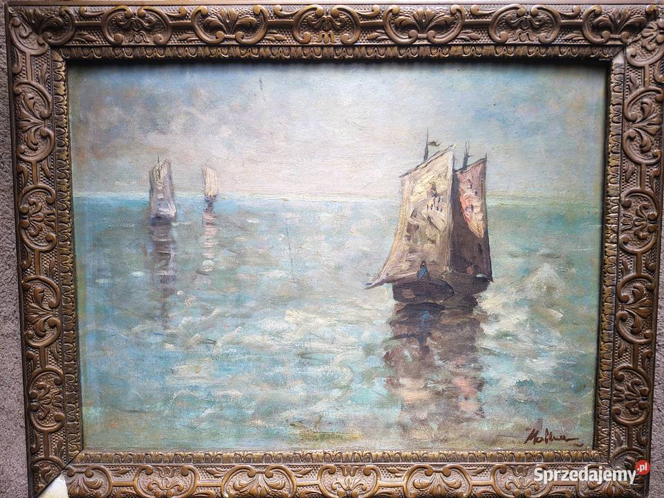 Stary obraz olejny Kutry Kartuzy