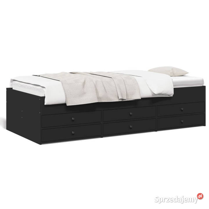 Łóżko dzienne z szufladami bez materaca czarna 45cm