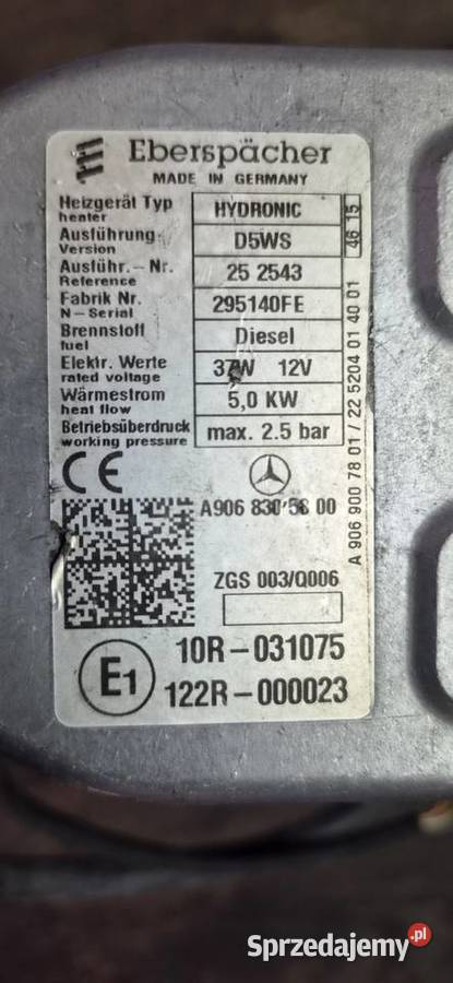 Ogrzewanie postojowe Eberspaecher hydronic D5WS