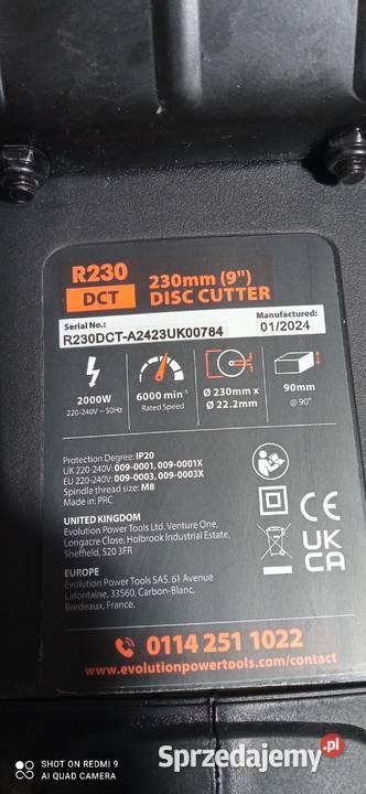 Przecinarkę do Betonu EVOLUTION 230mm 2000w 230v Piła