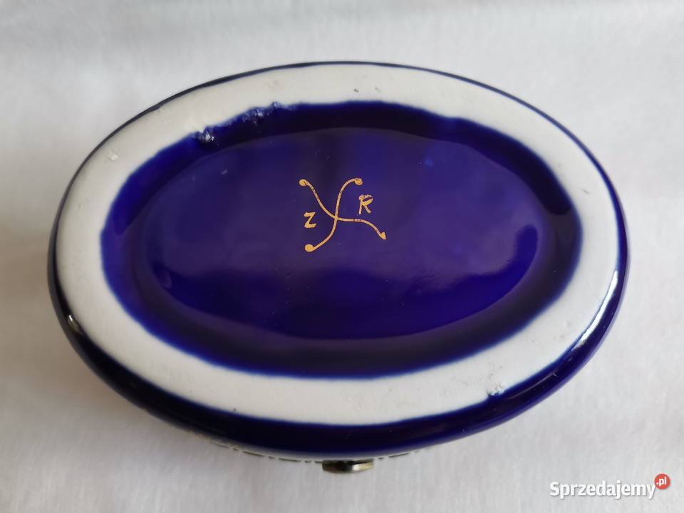 Stara szkatułka puzderko porcelana kobaltowa 3 Katowice sprzedam