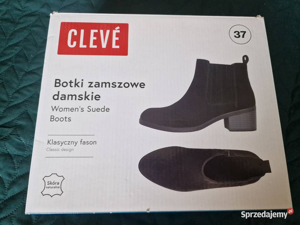 NOWE Botki zamszowe CLEVE 37 skóra czarne sprzedam