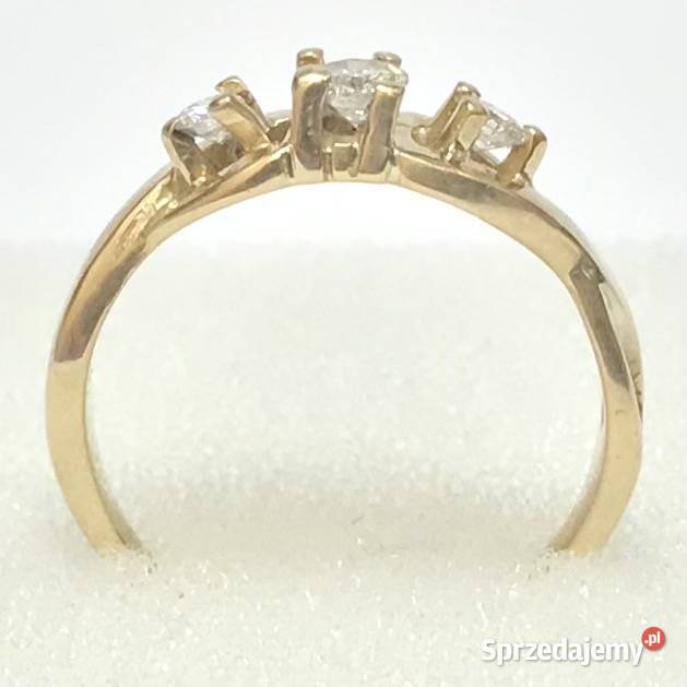 Złoty PIERŚCIONEK 585 14K DIAMENTY 025ct CUD r12 Warszawa