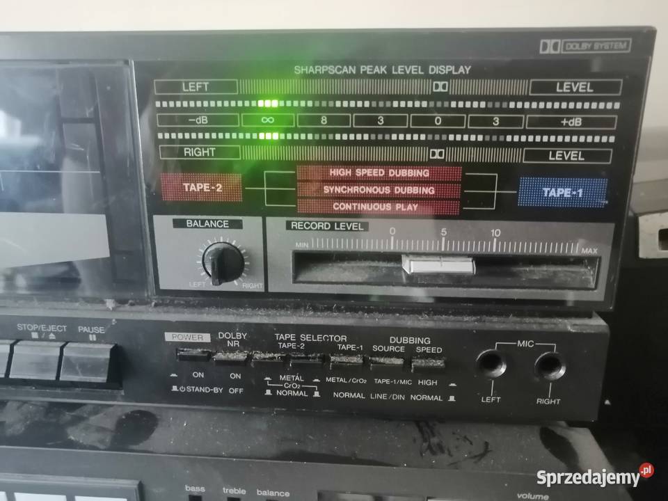 magnetofon dwukasetowy deck stereo SHARP typ Legnica
