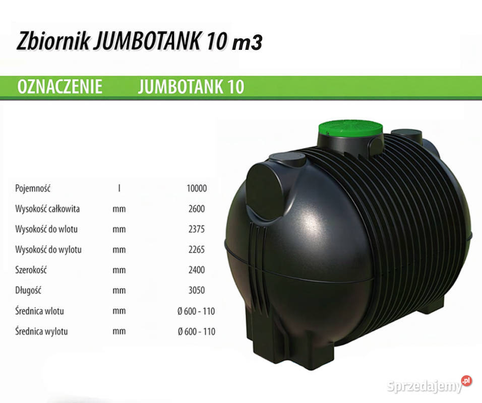 ZBIORNIK NA WODĘ DESZCZOWĄ 10000L 10m3 Środa Śląska