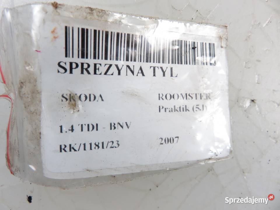 SPRĘŻYNA TYŁ SKODA ROOMSTER Praktik 14 TDI małopolskie