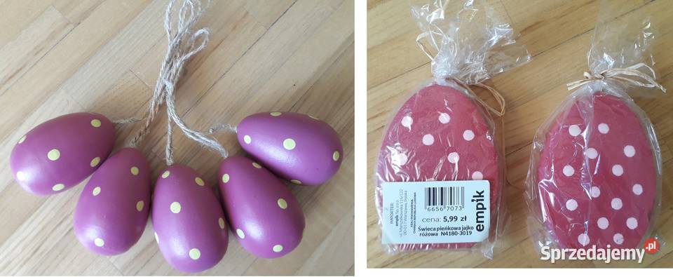 Pisanki wielkanocne drewniane na sznurkach