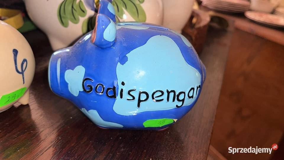 Skarbonka świnka Największa w kwiatki Sygnowana sprzedam