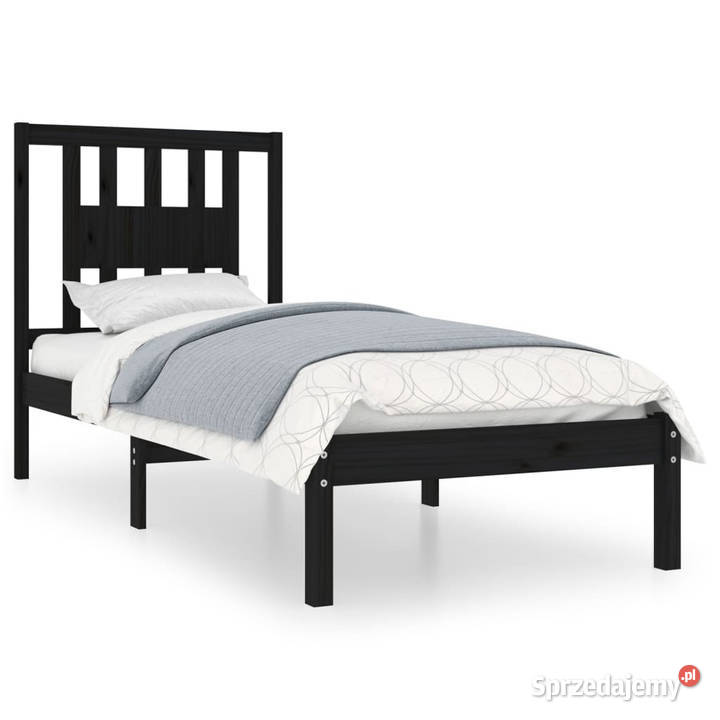 Rama łóżka czarna lite drewno pojedyncza 75x190 mazowieckie sprzedam