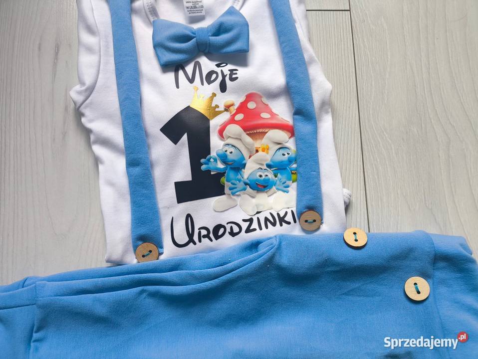 Komplet na pierwsze urodziny roczek chłopca fioletowy Grudziądz