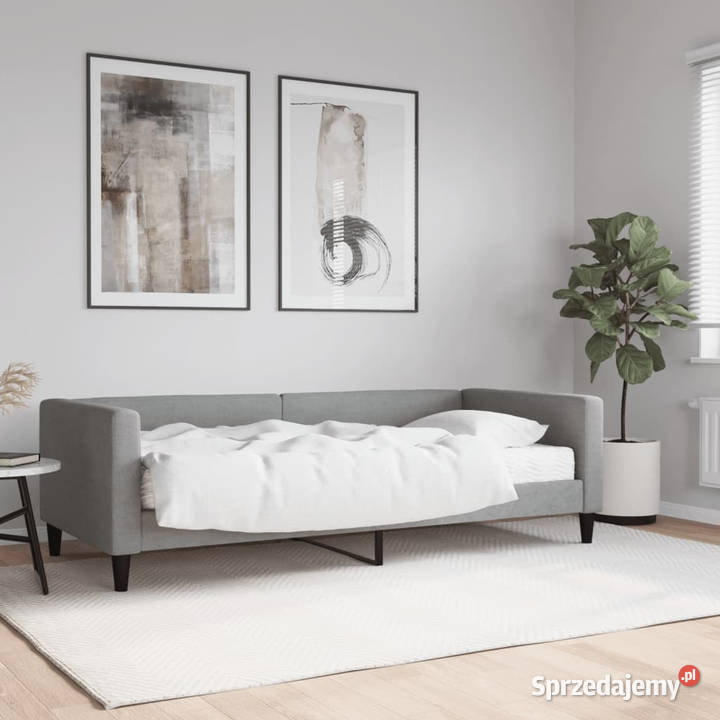 Sofa z materacem jasnoszara tkanina 90x190 Łóżka mazowieckie Warszawa