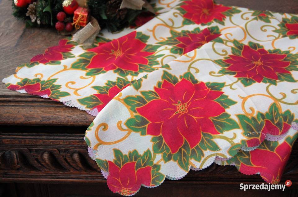 Kwadratowy obrus świąteczny gwiazda betlejemska lubelskie Lublin