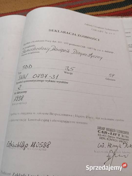 Sprzedam podnośnik samochodowy do 35 T sprzedam