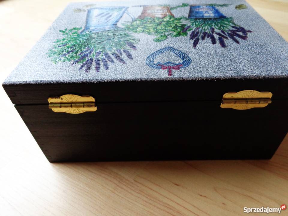 LAWENDA i BAZYLIA Drewniana ozdobna skrzyneczka