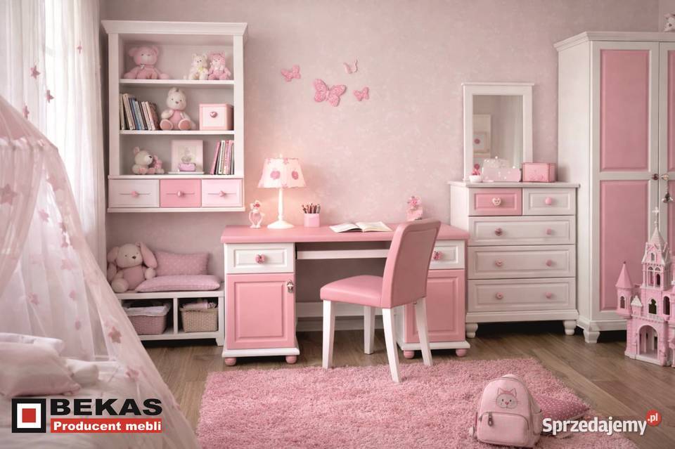 Biurko KIDS Małej Księżniczki Białe Różowe PINK mazowieckie