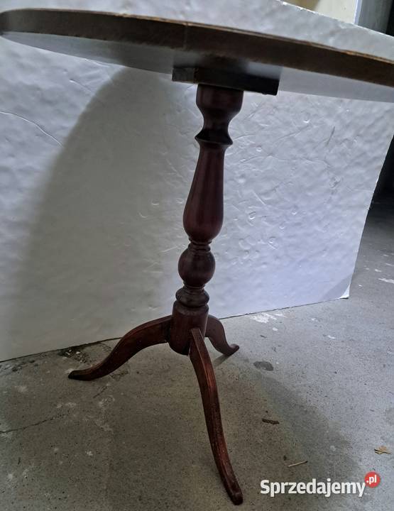 Stół Okrągły Brązowy Drewniany Nieduży Toczona 60cm Poznań