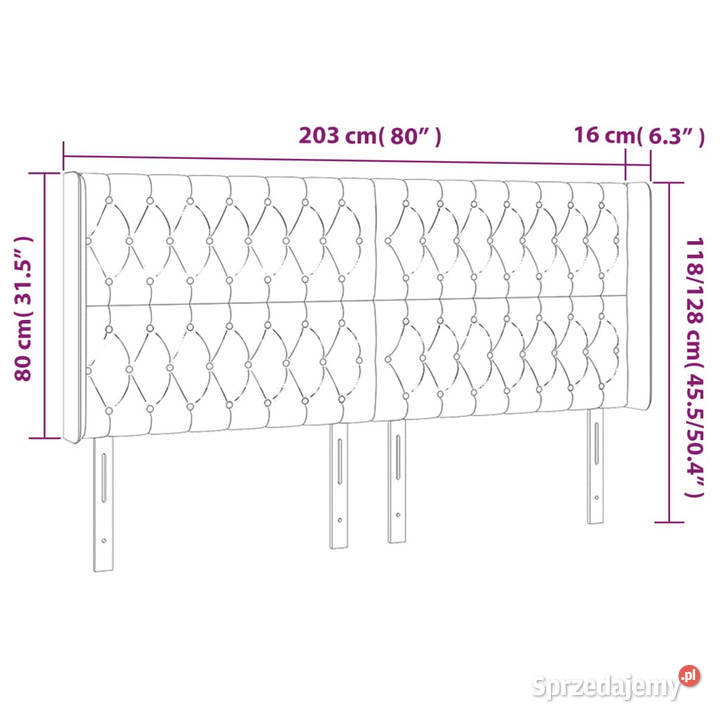 Zagłówek do łóżka z LED taupe 203x16x118128 mazowieckie Warszawa