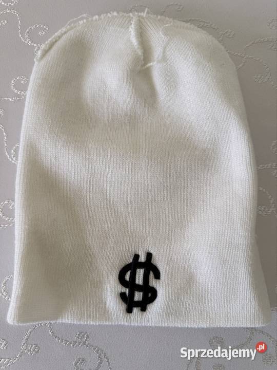 Czapka Zimowa Biała z Logo Dolara Streetwear Czerwionka-Leszczyny