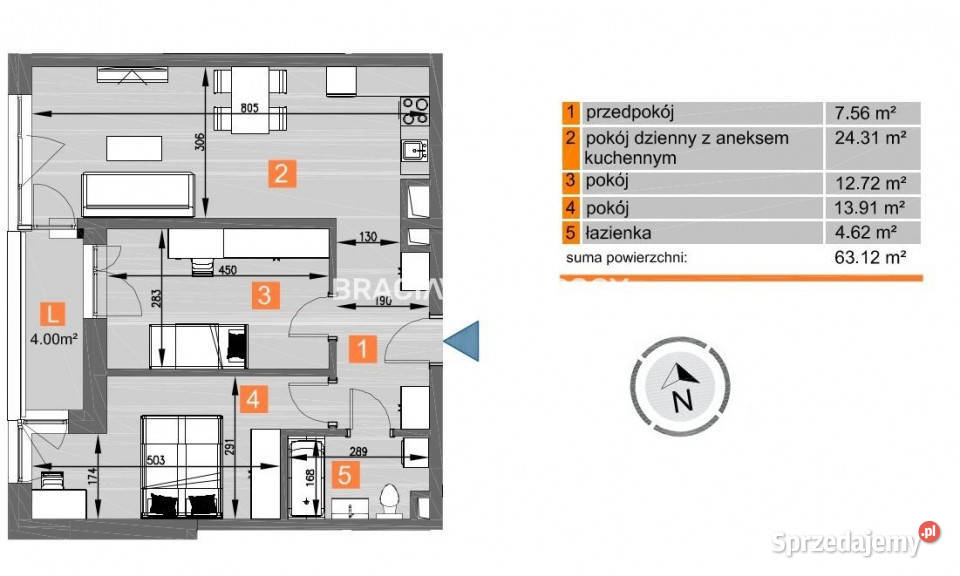Mieszkanie 6312m2 3 pok Kraków os Piastów Rok budowy 2022