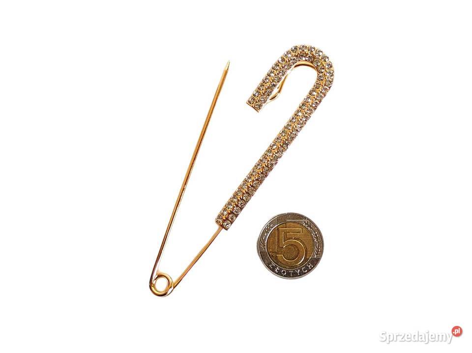 7478 Złota Duża Agrafka z Cyrkoniami