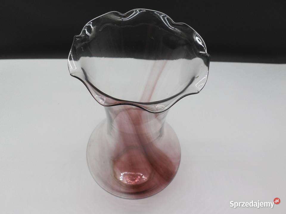 Szklany Wazon Vintage lata 70 Huta Lauscha Porcelana i szkło Raszków