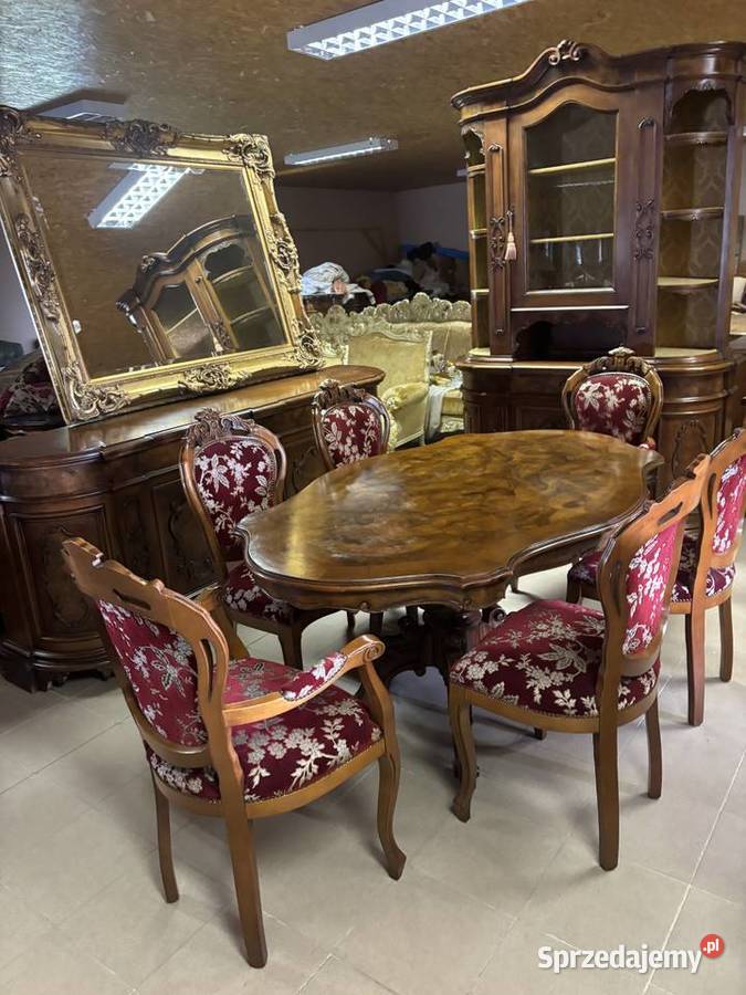 Włoskie Meble Stylowe Zestaw Stół 6 Krzeseł