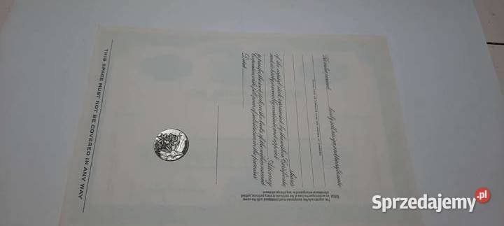 certyfikat akcji usa 1 mazowieckie Warszawa