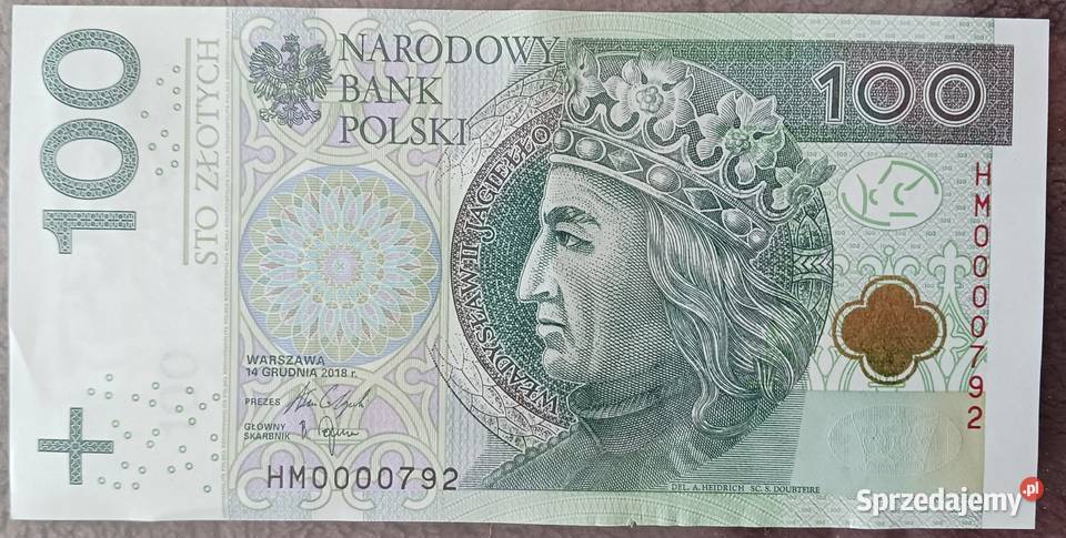 100 Władysław Jagiełło 2018 r niski numer HM