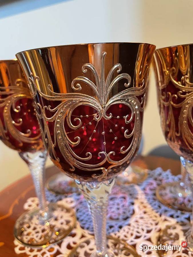 Kieliszki do wina zlocone Bohenia Czechy Jelenia Góra sprzedam