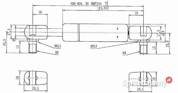 Sprężyna gazowa L205 mm 500N Stabilus CA970816 małopolskie Kamionna
