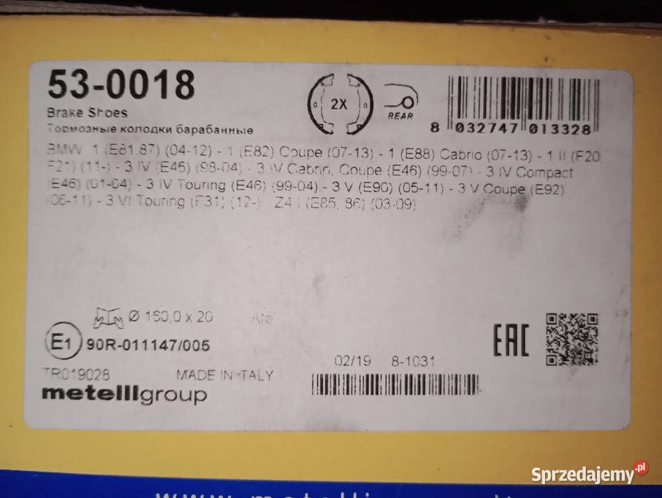 Zestaw szczęk hamulcowych METELLI 530018 wielkopolskie Kamieniec