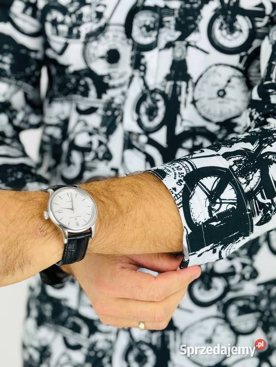 GIOVANNI PERA Koszula męska K011 Biała czarna Ostrów Wielkopolski