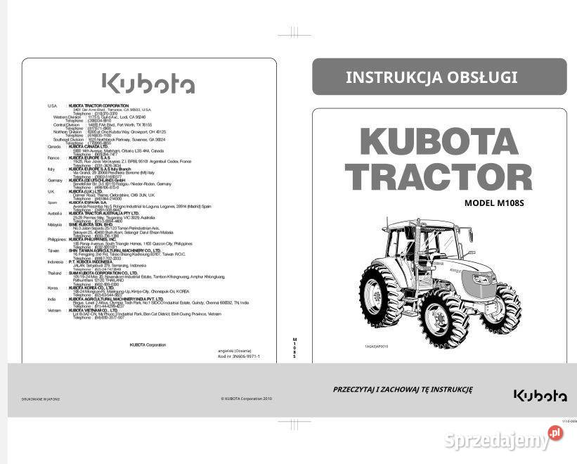 Kubota M108S katalog częsci instrukcja obsługi Poradniki, albumy i reportaże Kielce