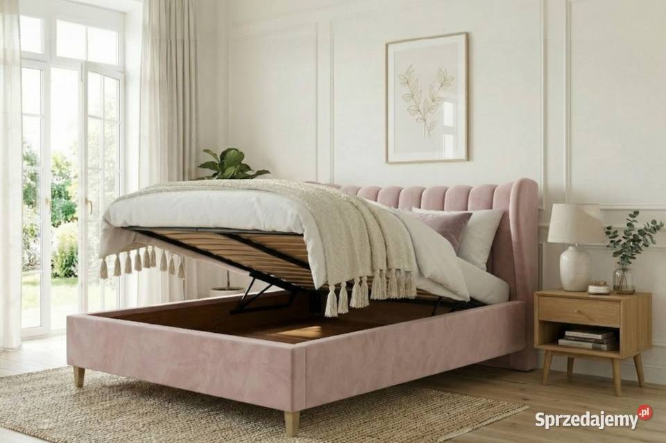 Jasmine łóżko z pojemnikiem 140x200 RÓŻOWE Koszalin