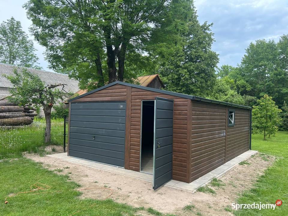 Garaż Blaszany dwuspadowy 57 Ciemny Orzech