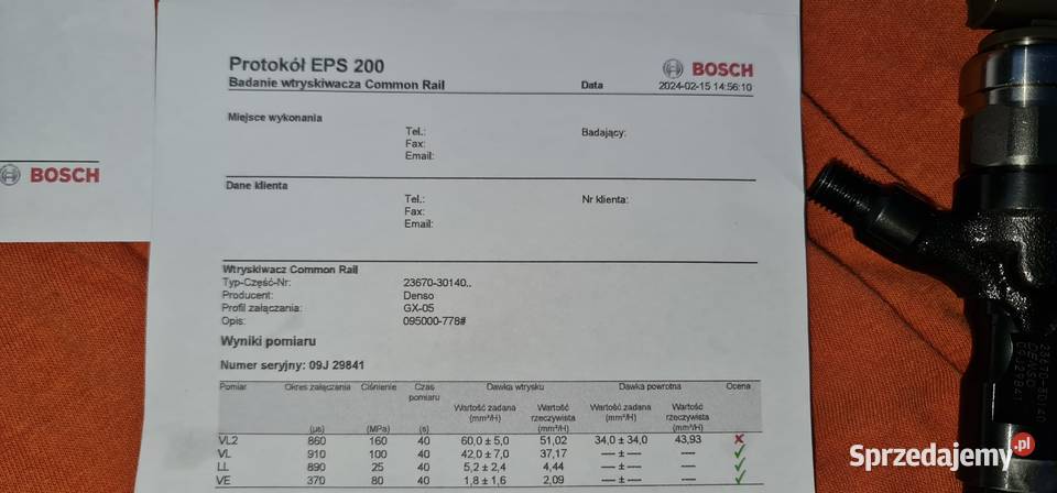 Wtryski 2367030140 Toyota Land Cruiser Hilux Katowice