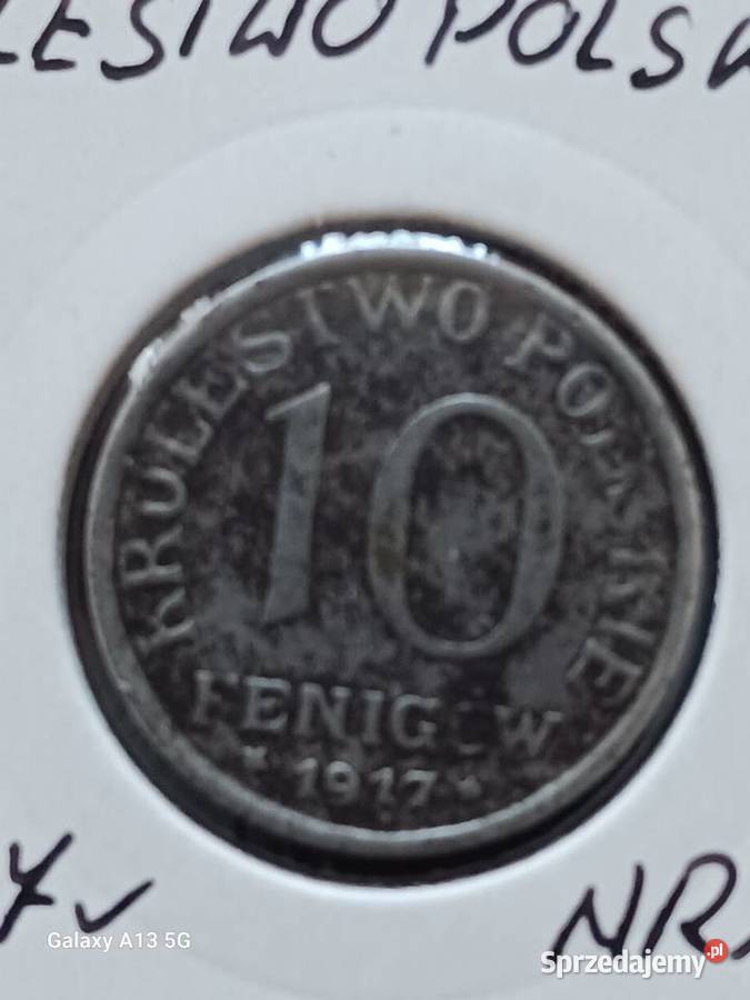 10 Fenigów Królestwo Polskie 1917 r Napis dotyka Konin