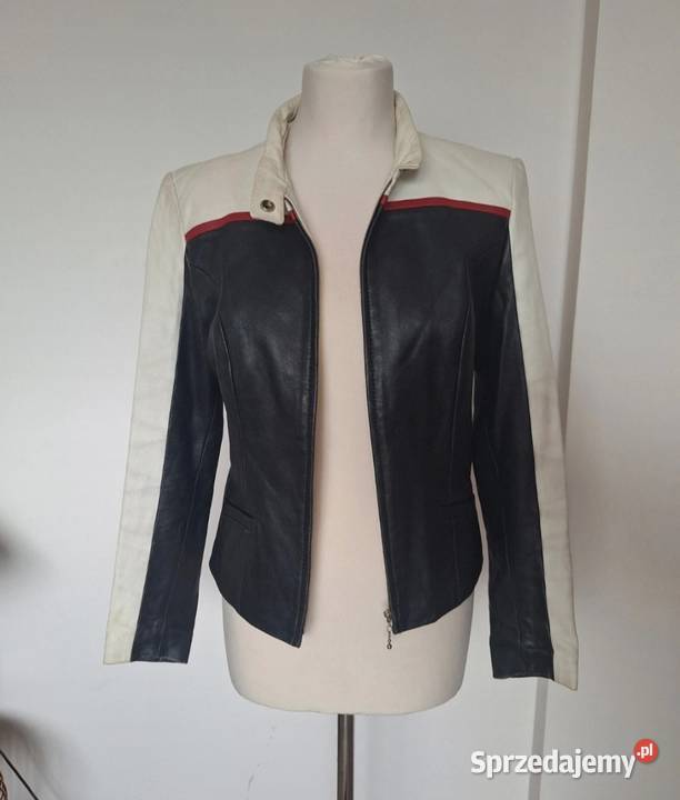 Świetna kurtka skórzana skóra naturalna biały Kraków